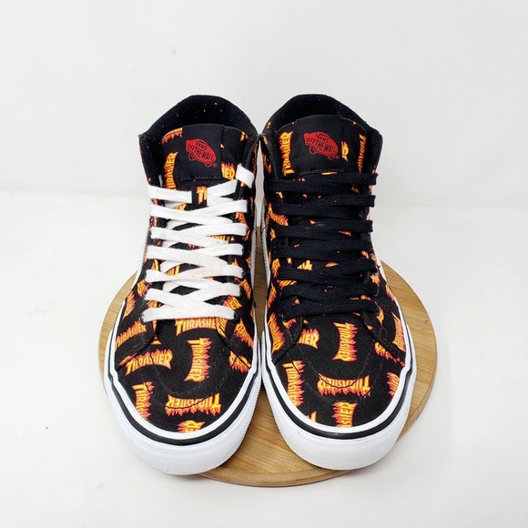 Vans Thrasher Sk8-Hi Shoes Mens 7.5 Sneakers Black Red Skate High Top Pop Cush - Picture 4 of 11